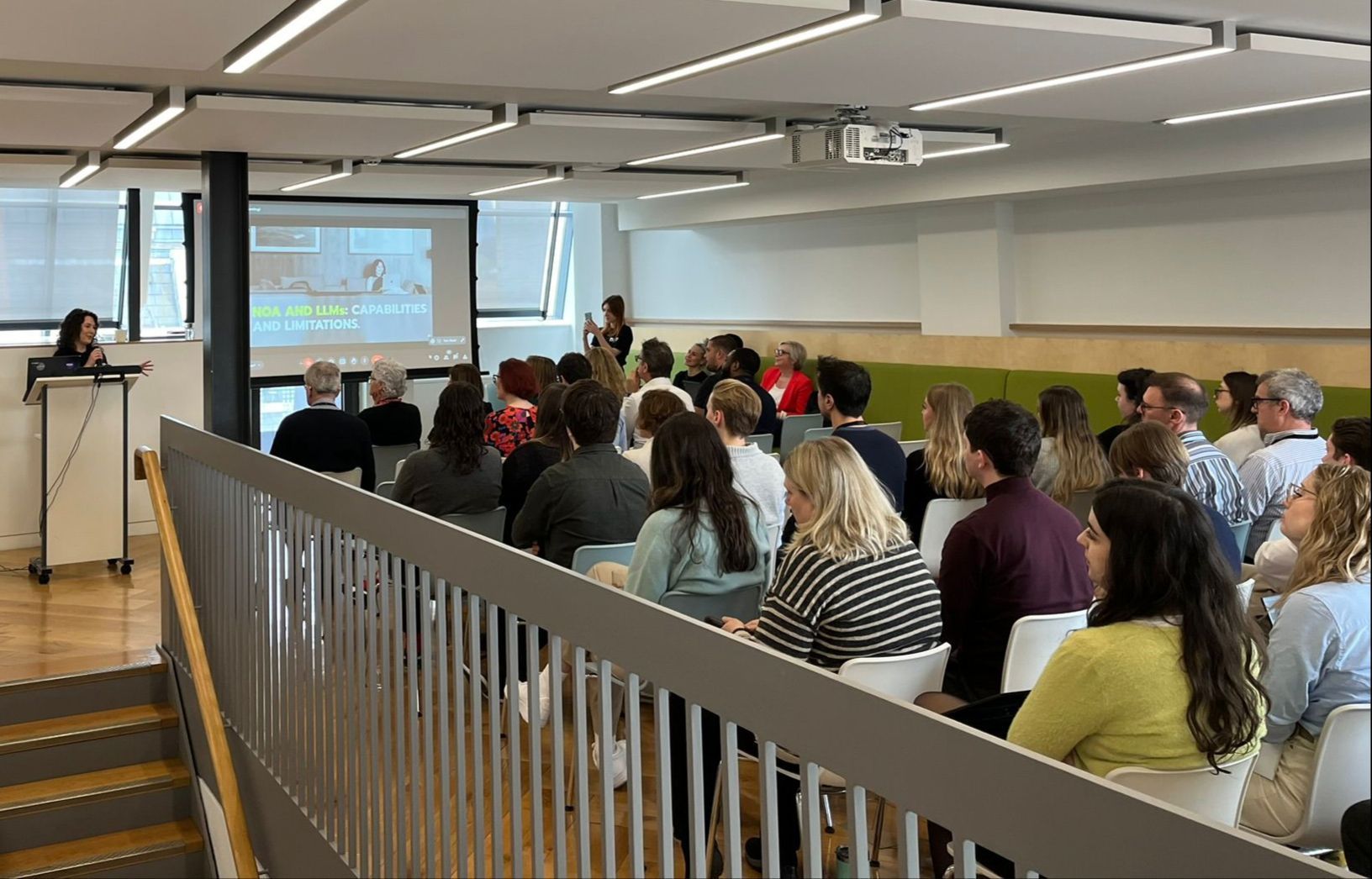 Ema Ilic presenting the Noa AI chatbot to publishers at Pan Macmillan headquarters in London